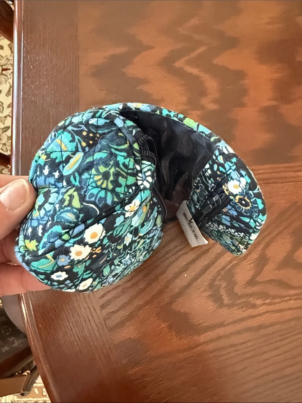 Vera Bradley Black Teal Floral Quilted Cosmetic Case - On a Roll Case - Dreamer